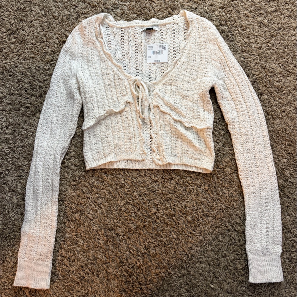AE Ivory Knit Crop Sweater NWT